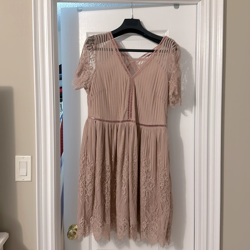 Dusty pink floral net dress